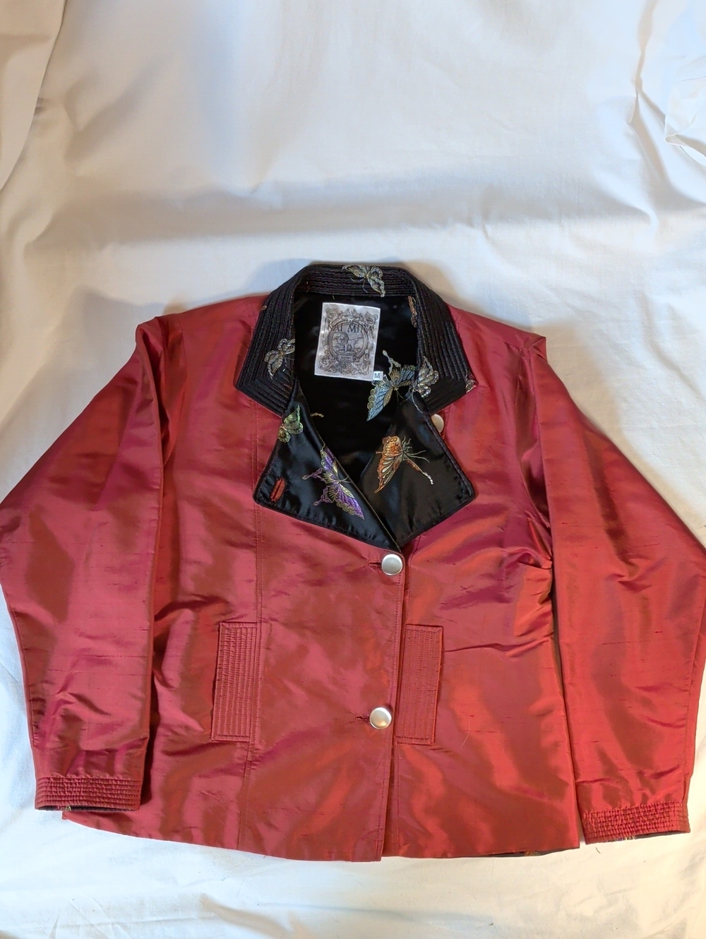 Women's Rust Colored Embroidered Silk Blazer/ Coat